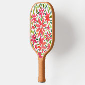 Girly  Monogram Initiaal Rode Bloemen Pickleball Paddle (Links)