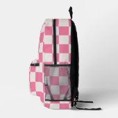 Girly Monogram Initialen & Helder Roze Checkerboar Bedrukte Rugzak (Rechts)