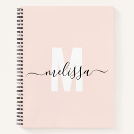Girly Monogram Kalligrafie Blush Notitieboek