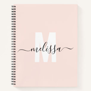 Girly Monogram Kalligrafie Blush Notitieboek