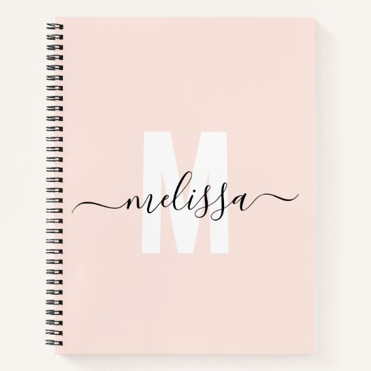 Girly Monogram Kalligrafie Blush Notitieboek (Voorkant)