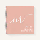 Girly Monogram Kalligrafie Blush Pink Sketchbook Notitieboek (Voorkant)