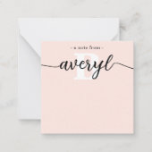 Girly Monogram Kalligrafie Blush Pink Stationery Notitiekaartje (Voorkant)