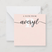 Girly Monogram Kalligrafie Blush Pink Stationery Notitiekaartje (Voorkant)