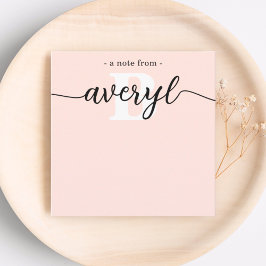 Girly Monogram Kalligrafie Blush Pink Stationery Notitiekaartje