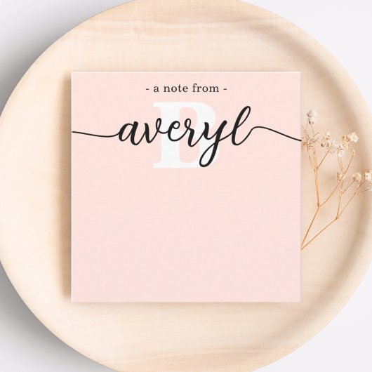 Girly Monogram Kalligrafie Blush Pink Stationery Notitiekaartje