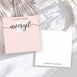Girly Monogram Kalligrafie Blush Pink Stationery Notitiekaartje