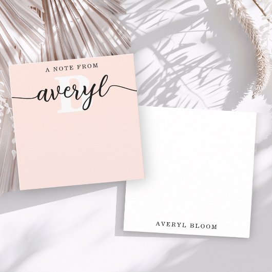 Girly Monogram Kalligrafie Blush Pink Stationery Notitiekaartje