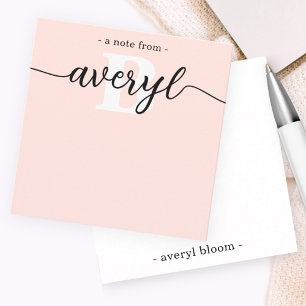 Girly Monogram Kalligrafie Blush Pink Stationery Notitiekaartje