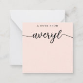 Girly Monogram Kalligrafie Blush Pink Stationery Notitiekaartje (Voorkant)