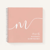 Girly Monogram Kalligrafie Coral Blush Pink Recept Notitieboek (Voorkant)