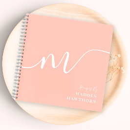 Girly Monogram Kalligrafie Coral Blush Pink Recept Notitieboek