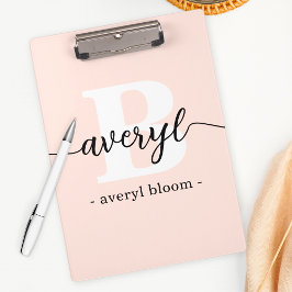 Girly Monogram Kalligrafie Initiaal Naam Blush Pin Klembord