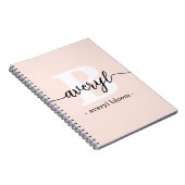 Girly Monogram Kalligrafie Initiaal Naam Blush Pin Notitieboek (Rechterzijde)