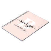 Girly Monogram Kalligrafie Initiaal Naam Blush Pin Notitieboek (Linkerzijde)