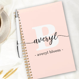 Girly Monogram Kalligrafie Initiaal Naam Blush Pin Planner