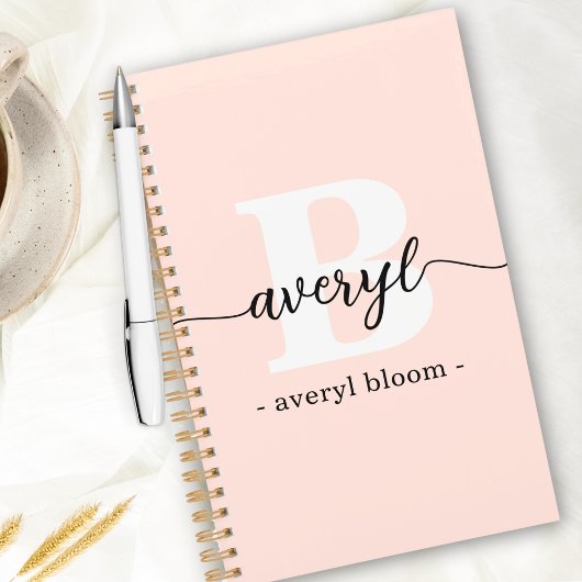 Girly Monogram Kalligrafie Initiaal Naam Blush Pin Planner