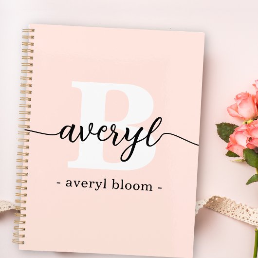 Girly Monogram Kalligrafie Initiaal Naam Blush Pin Planner