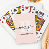Girly Monogram Kalligrafie Initiaal Naam Blush Pin Pokerkaarten