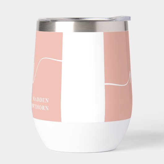 Girly Monogram Kalligrafie Koraal Blush Roze Bruid (Links)