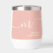 Girly Monogram Kalligrafie Koraal Blush Roze Bruid (Achterkant)