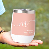 Girly Monogram Kalligrafie Koraal Blush Roze Bruid