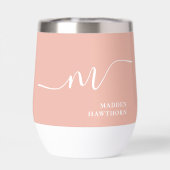 Girly Monogram Kalligrafie Koraal Roze Bruidsmeisj (Achterkant)