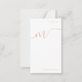 Girly Monogram Kalligrafie Koraal Roze Stationery Notitiekaartje (Voorkant)