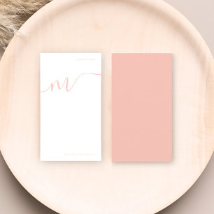 Girly Monogram Kalligrafie Koraal Roze Stationery Notitiekaartje