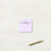 Girly Monogram Kalligrafie Minimalistisch Paarse Post-it® Notes (Op bureau)