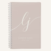 Girly Monogram Kalligrafie Roos Ivoor Script Naam Notitieboek (Voorkant)
