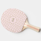 Girly Monogram Koel Roze met Naam Tafeltennisbatje (Zijkant)
