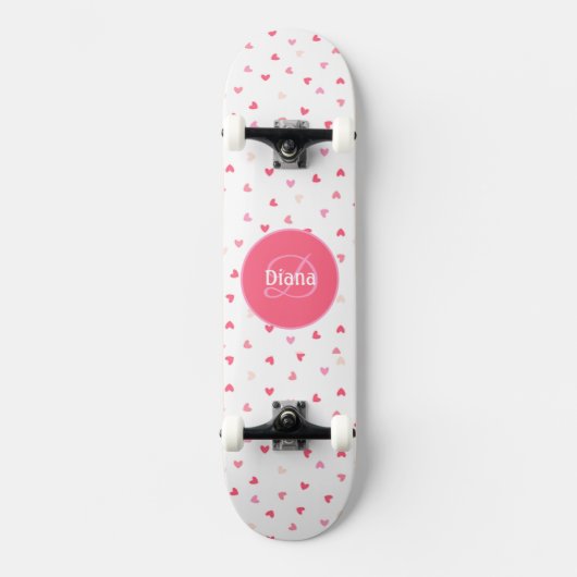Girly Monogram leuke haarden met naam Persoonlijk Skateboard (Voorkant)