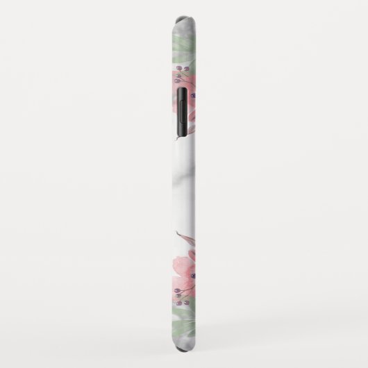 Girly Monogram Marble Waterverf Floral Case-Mate iPhone Case (Achterkant/rechts)