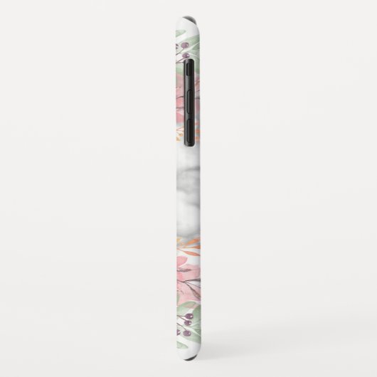 Girly Monogram Marble Waterverf Floral Case-Mate iPhone Case (Achterkant/links)