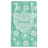 Girly Monogram Mint White Daisy Flowers met naam Klein Cadeauzakje (Voorkant)