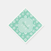 Girly Monogram Mint White Daisy Flowers met naam Servet (Hoek)