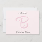 Girly Monogram Modern Blush Pink Notitiekaartje (Voorkant)