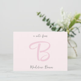 Girly Monogram Modern Blush Pink Notitiekaartje