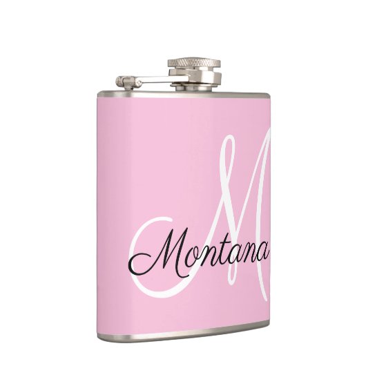 Girly Monogram Modern Pink Elegant Hand Lettered Heupfles (Rechts)