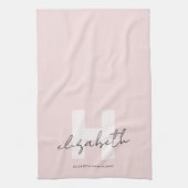 Girly Monogram Modern Script Blush Pink Initiaal Theedoek (Verticaal)