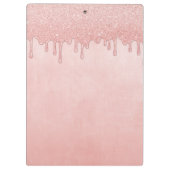 Girly Monogram Naam Blush Roze Dripping Glitter Klembord (Achterkant)