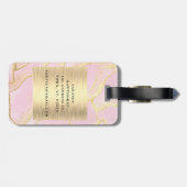 Girly Monogram Naam Chic Pink Glitter Bagagelabel (Achterkant horizontaal)