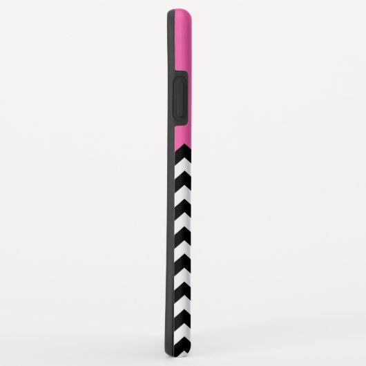 Girly Monogram Name - Modern Pink Chevron Pattern Case-Mate iPhone Case (Achterkant/rechts)