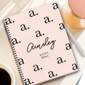 Girly Monogram Patroon Kalligrafie Naam Blush Pink Notitieboek