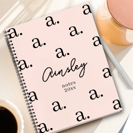 Girly Monogram Patroon Kalligrafie Naam Blush Pink Notitieboek