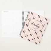 Girly Monogram Patroon Kalligrafie Naam Blush Pink Planner (Display)