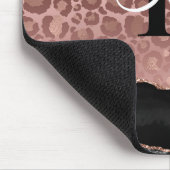 Girly Monogram Roos Gold Leopard en Black Marble Muismat (Hoek)