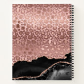 Girly Monogram Roos Gold Leopard en Black Marble Notitieboek (Achterkant)
