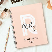 Girly Monogram Script Blush Pink Schattigee Retro  Planner